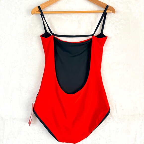 BLOCH Reversible Square Neck Open Back Leotard Unitards Womens M Red Black NEW - Picture 3 of 6